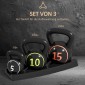 Σετ Kettlebell, 3 kettlebells 2,2kg/4,5kg/6,8kg, πλαστικό κάλυμμα, μαύρο