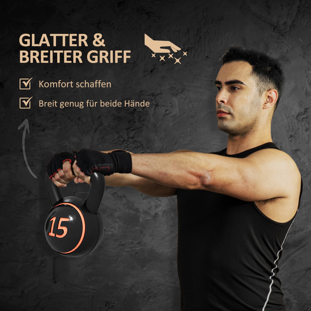 Σετ Kettlebell, 3 kettlebells 2,2kg/4,5kg/6,8kg, πλαστικό κάλυμμα, μαύρο