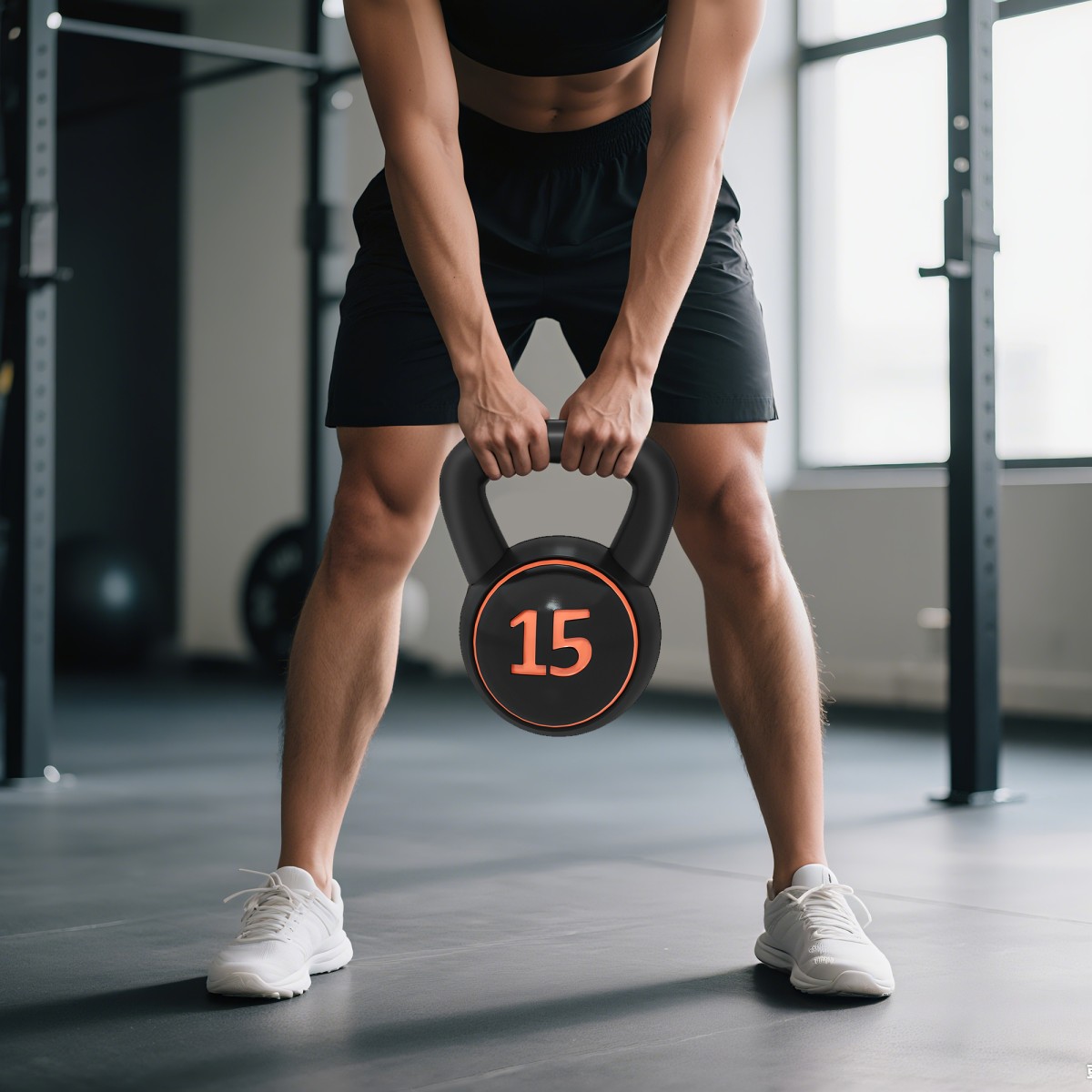 Σετ Kettlebell, 3 kettlebells 2,2kg/4,5kg/6,8kg, πλαστικό κάλυμμα, μαύρο