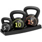 Σετ Kettlebell, 3 kettlebells 2,2kg/4,5kg/6,8kg, πλαστικό κάλυμμα, μαύρο