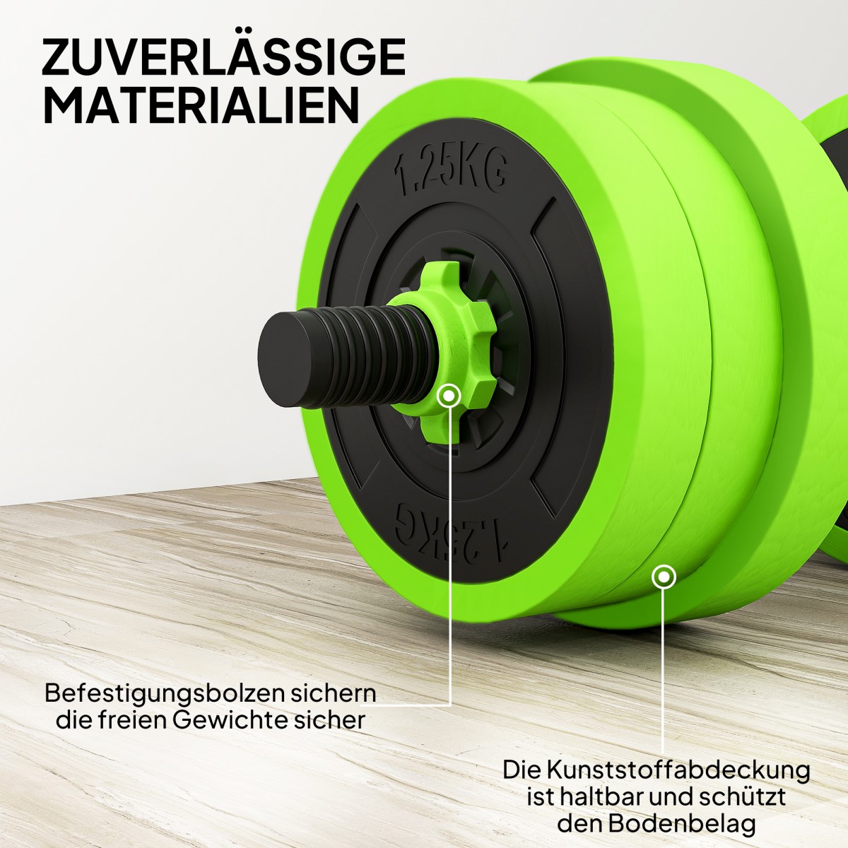 Σετ αλτήρες 4 σε 1 20kg Ρυθμιζόμενοι αλτήρες & μπάρα Kettlebell Push-Up Λαβές Πράσινο