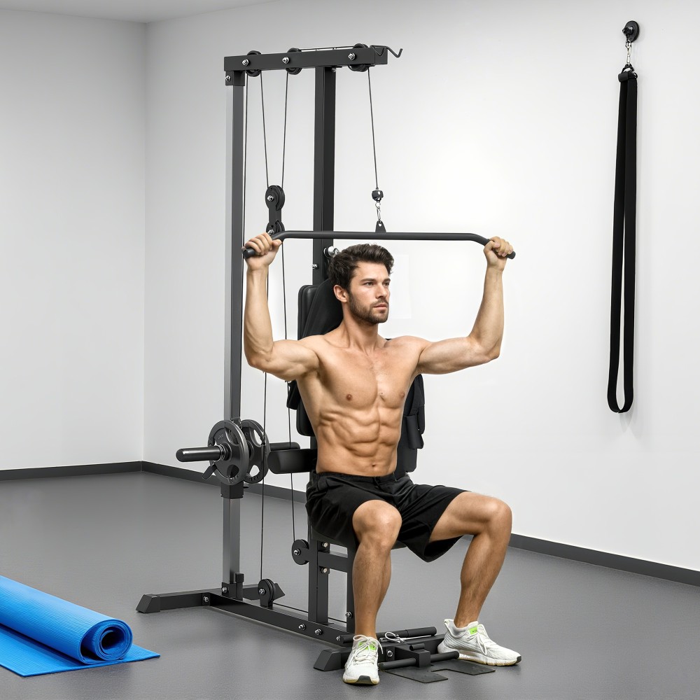 Home Power Station Τρένα κωπηλασίας χωρίς βάρη Εξοπλισμός γυμναστικής για το σπίτι Ατσάλι Faux Leather Μαύρο