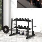 Βάση αλτήρων, Kettlebell, Πλάκες βάρους, 3 επιπέδων, Ρυθμιζόμενο, Ατσάλι, 131 x 75 x 80 cm, Μαύρο