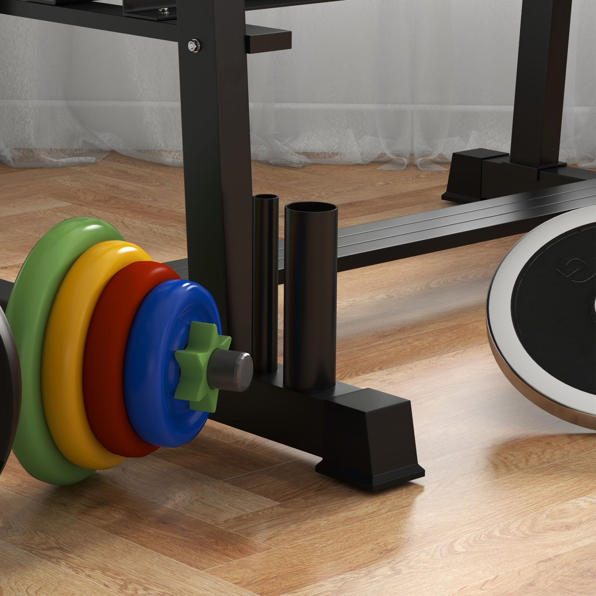 Βάση αλτήρων, Kettlebell, Πλάκες βάρους, 3 επιπέδων, Ρυθμιζόμενο, Ατσάλι, 131 x 75 x 80 cm, Μαύρο