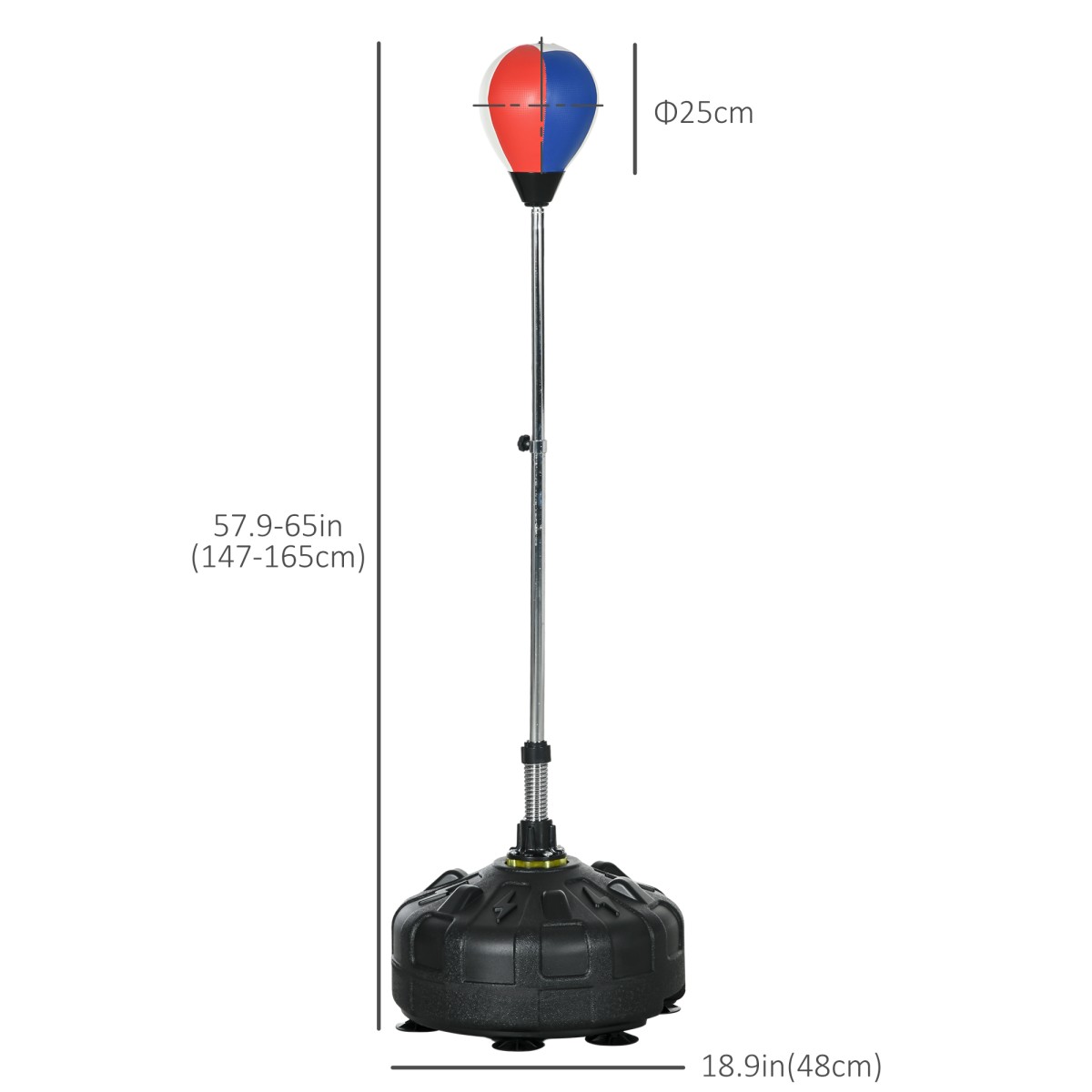 Μπάλα διάτρησης, ρυθμιζόμενο ύψος 147-165 cm, γεμιζόμενη βάση, ατσάλι, μαύρο+κόκκινο+λευκό