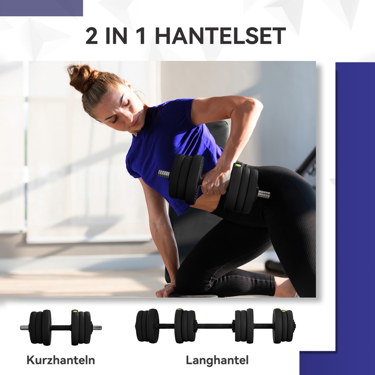Σετ Dumbbell Bar & Dumbbell 2 in 1 20kg Αντιολισθητικό δάπεδο Απαλό Μαύρο/Πράσινο