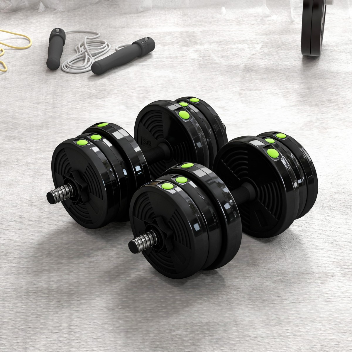 Σετ Dumbbell Bar & Dumbbell 2 in 1 20kg Αντιολισθητικό δάπεδο Απαλό Μαύρο/Πράσινο