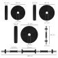 2 σε 1 Σετ Dumbbell Bar & Dumbbell 25kg Αντιολισθητικό δάπεδο Απαλό Μαύρο/Πράσινο