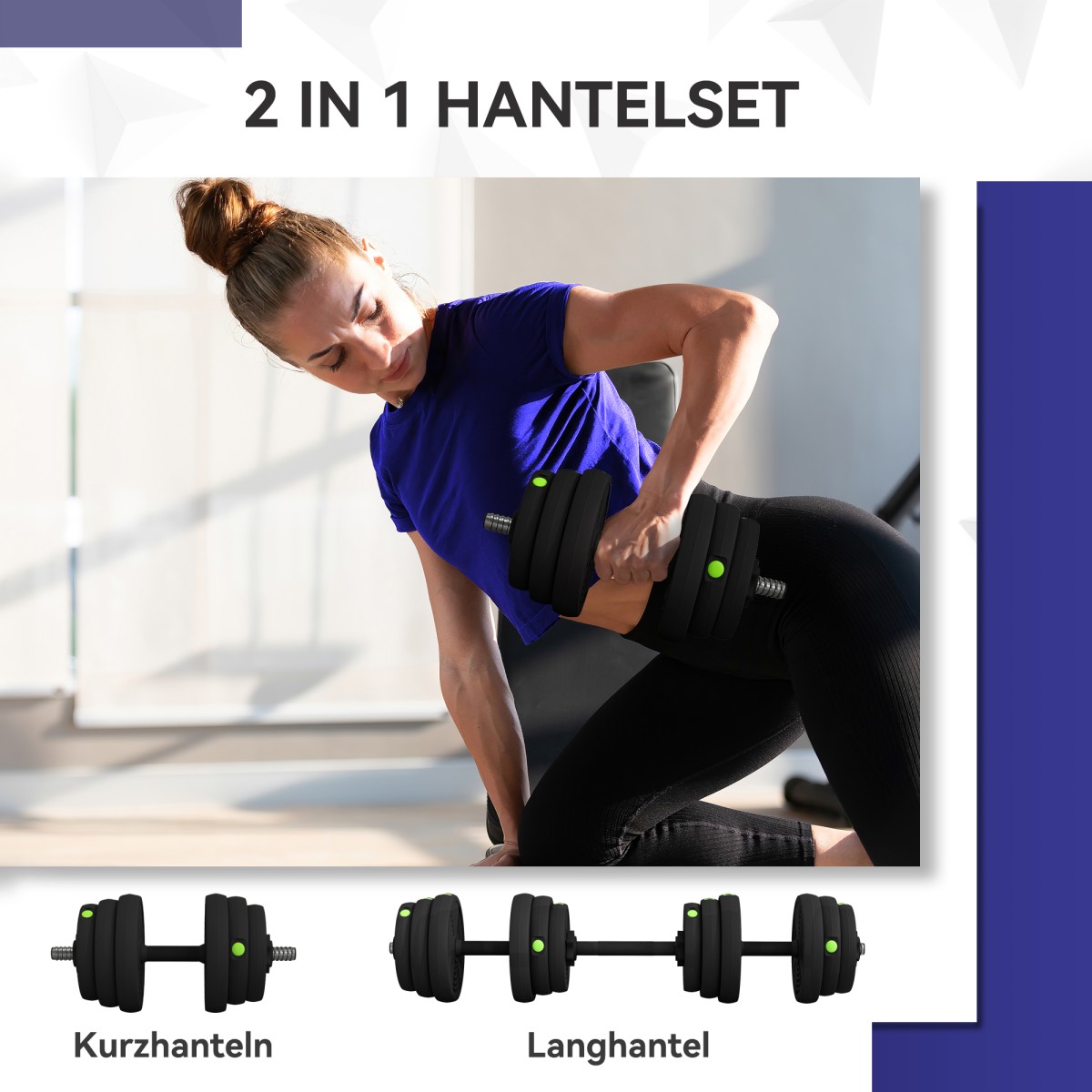 2 σε 1 Σετ Dumbbell Bar & Dumbbell 25kg Αντιολισθητικό δάπεδο Απαλό Μαύρο/Πράσινο