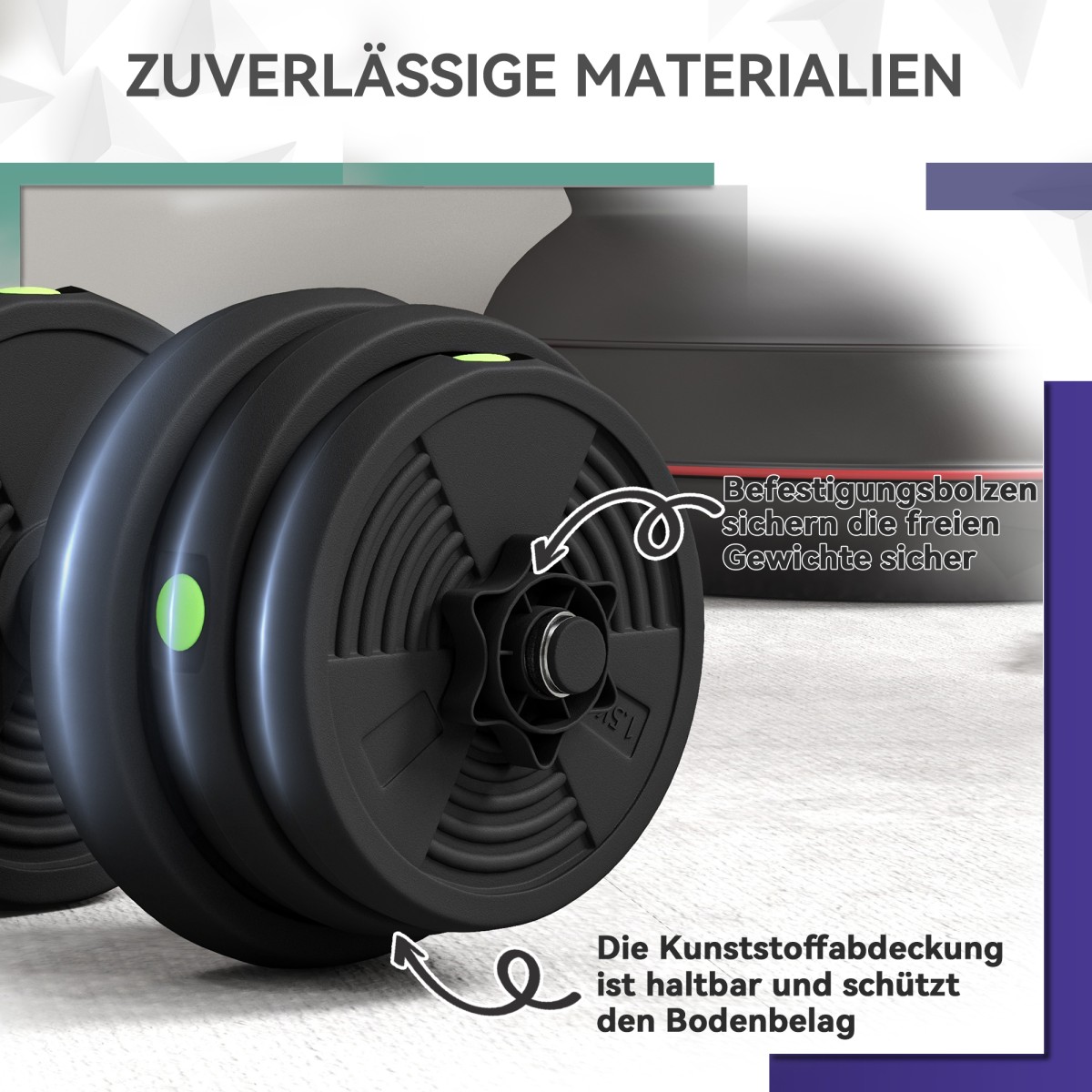 2 σε 1 Σετ Dumbbell Bar & Dumbbell 25kg Αντιολισθητικό δάπεδο Απαλό Μαύρο/Πράσινο