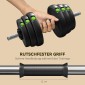 Σετ αλτήρες 2 σε 1, Barbell & Dumbbell, 30kg, Αντιολισθητικό, Δάπεδο απαλό, Μαύρο/Πράσινο