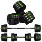 Σετ αλτήρες 2 σε 1, Barbell & Dumbbell, 30kg, Αντιολισθητικό, Δάπεδο απαλό, Μαύρο/Πράσινο