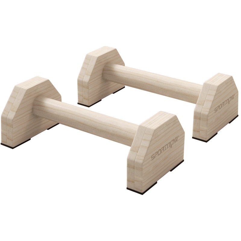Push Up Bars σε σετ 2, στιβαρές & αντιολισθητικές, έως 120 kg, ξύλο οξιάς, 30x13x10cm, φυσικό