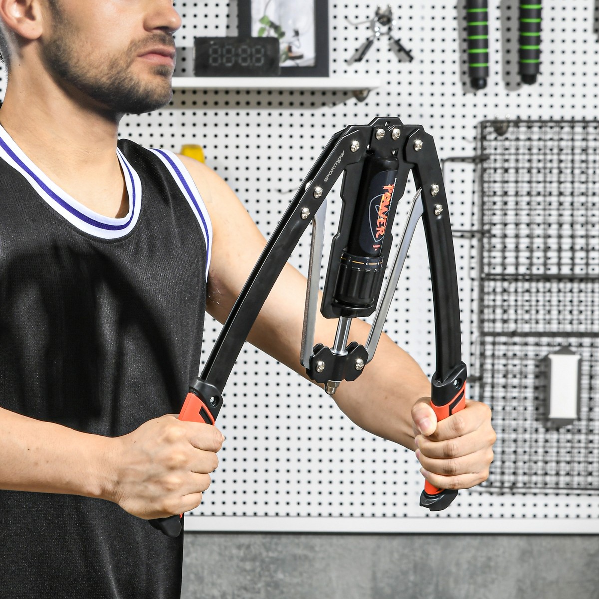 Power Twister 10-200kg Arm Trainer Adjustable Hydraulic Training Device 43 x 16 x 5 cm Μαύρο+Κόκκινο