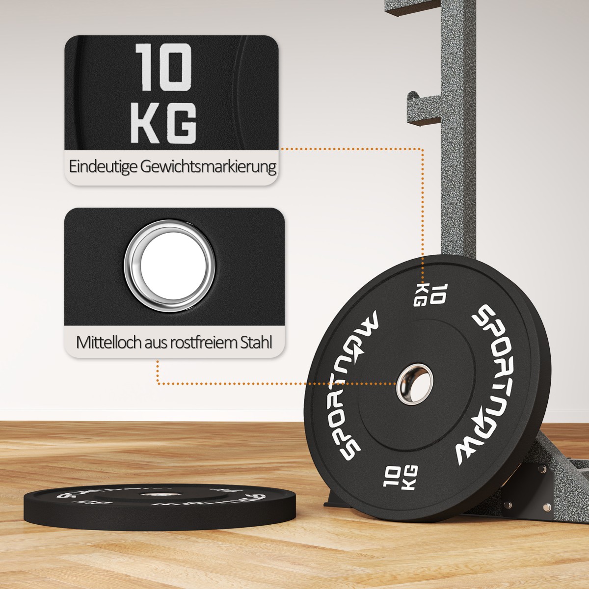 Σετ πιάτων βάρους 2 x 10kg Olympic Standard Rubber Low Noise Black