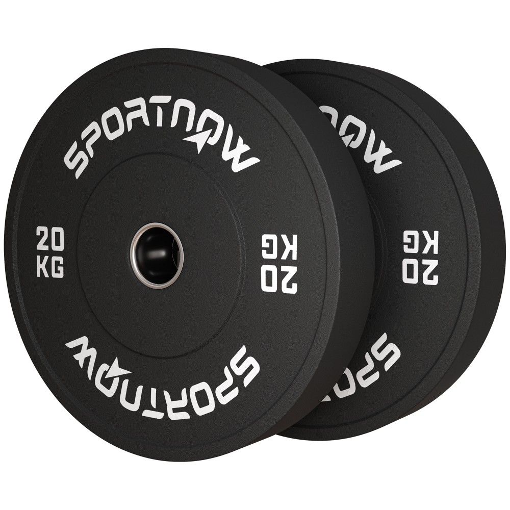 2 x 20kg Olympic Standard Καουτσούκ Χαμηλού θορύβου Μαύρο Σετ πλάκας βάρους