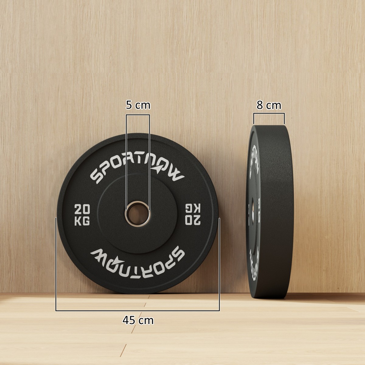 2 x 20kg Olympic Standard Καουτσούκ Χαμηλού θορύβου Μαύρο Σετ πλάκας βάρους