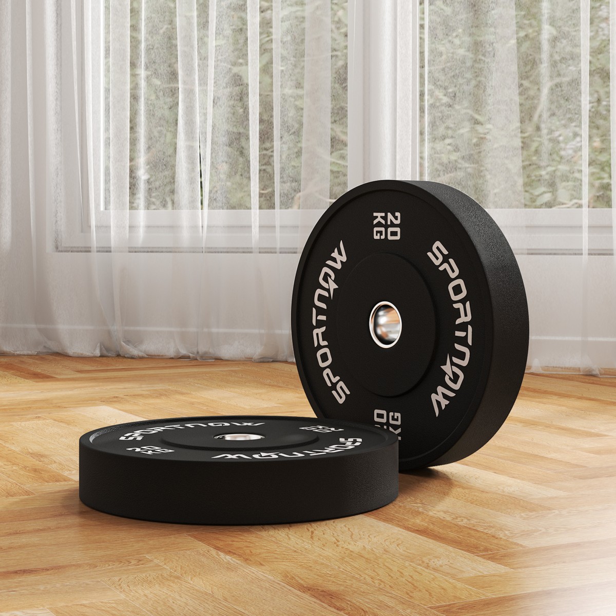 2 x 20kg Olympic Standard Καουτσούκ Χαμηλού θορύβου Μαύρο Σετ πλάκας βάρους