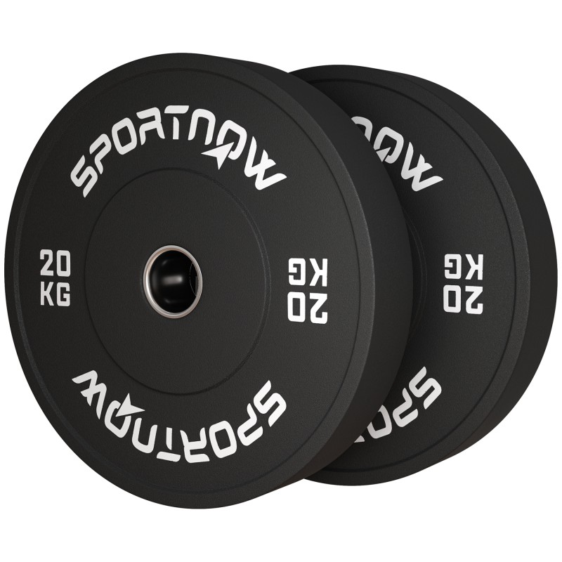 2 x 20kg Olympic Standard Καουτσούκ Χαμηλού θορύβου Μαύρο Σετ πλάκας βάρους