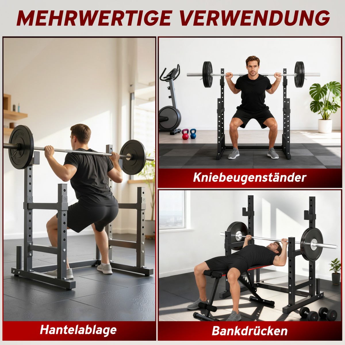 Βάση αλτήρων 2 επιπέδων ατσάλινη πλάκα βάσης ράφι μπάρα μέχρι 300 κιλά μαύρη