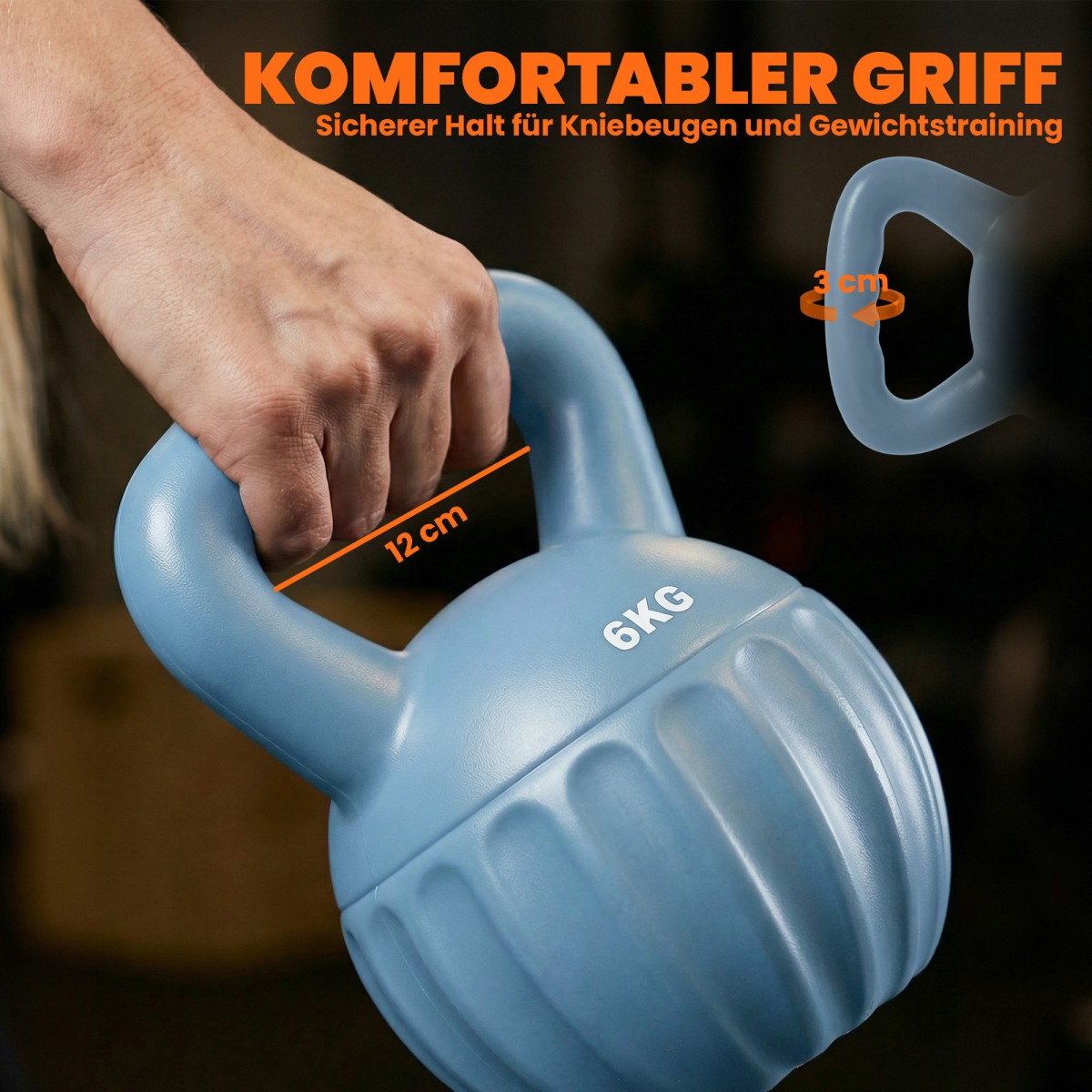 Kettlebell kettlebell 6 κιλών αλτήρας με άμμο για αρχάριους στο σπίτι προπόνηση ενδυνάμωσης 17 x 17 x 23 cm μπλε