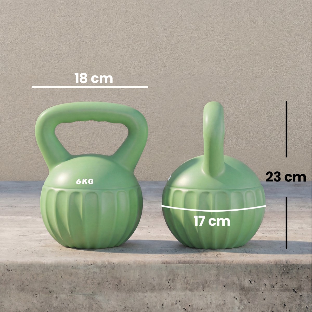 Kettlebell kettlebell 6 κιλών αλτήρας με άμμο για αρχάριους στο σπίτι προπόνηση ενδυνάμωσης 17 x 17 x 23 cm πράσινος