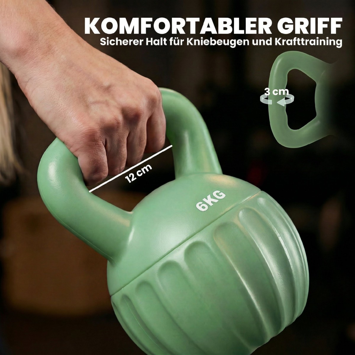 Kettlebell kettlebell 6 κιλών αλτήρας με άμμο για αρχάριους στο σπίτι προπόνηση ενδυνάμωσης 17 x 17 x 23 cm πράσινος