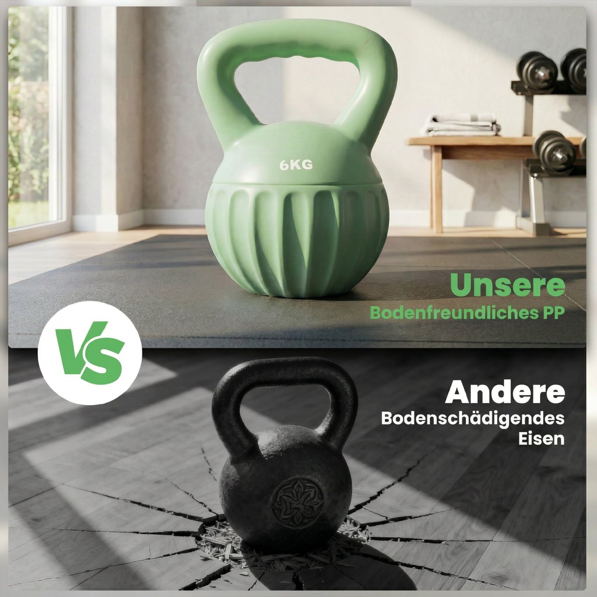 Kettlebell kettlebell 6 κιλών αλτήρας με άμμο για αρχάριους στο σπίτι προπόνηση ενδυνάμωσης 17 x 17 x 23 cm πράσινος