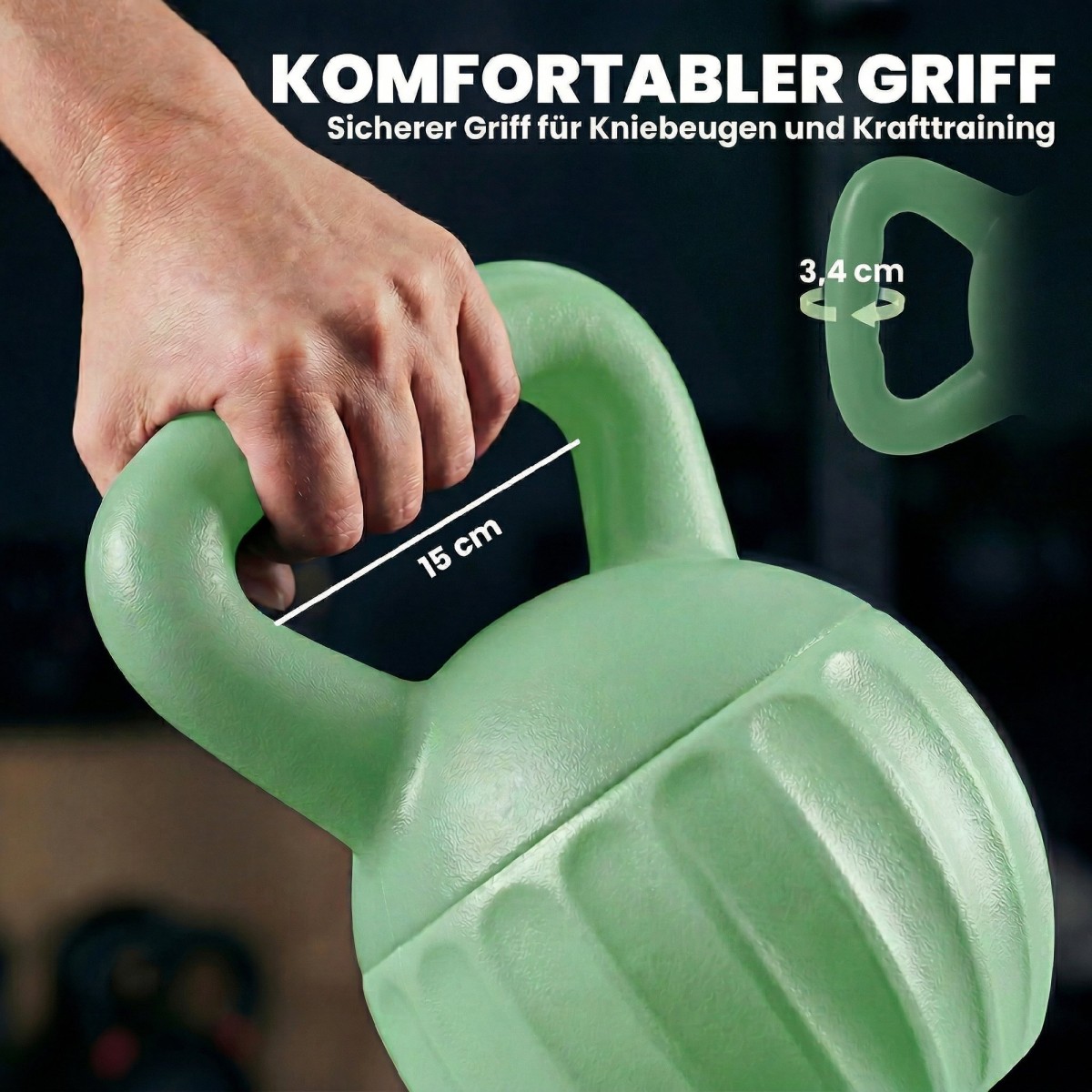 Kettlebell kettlebell 6 κιλών αλτήρας με άμμο για αρχάριους στο σπίτι προπόνηση ενδυνάμωσης 21 x 21 x 27 cm πράσινος