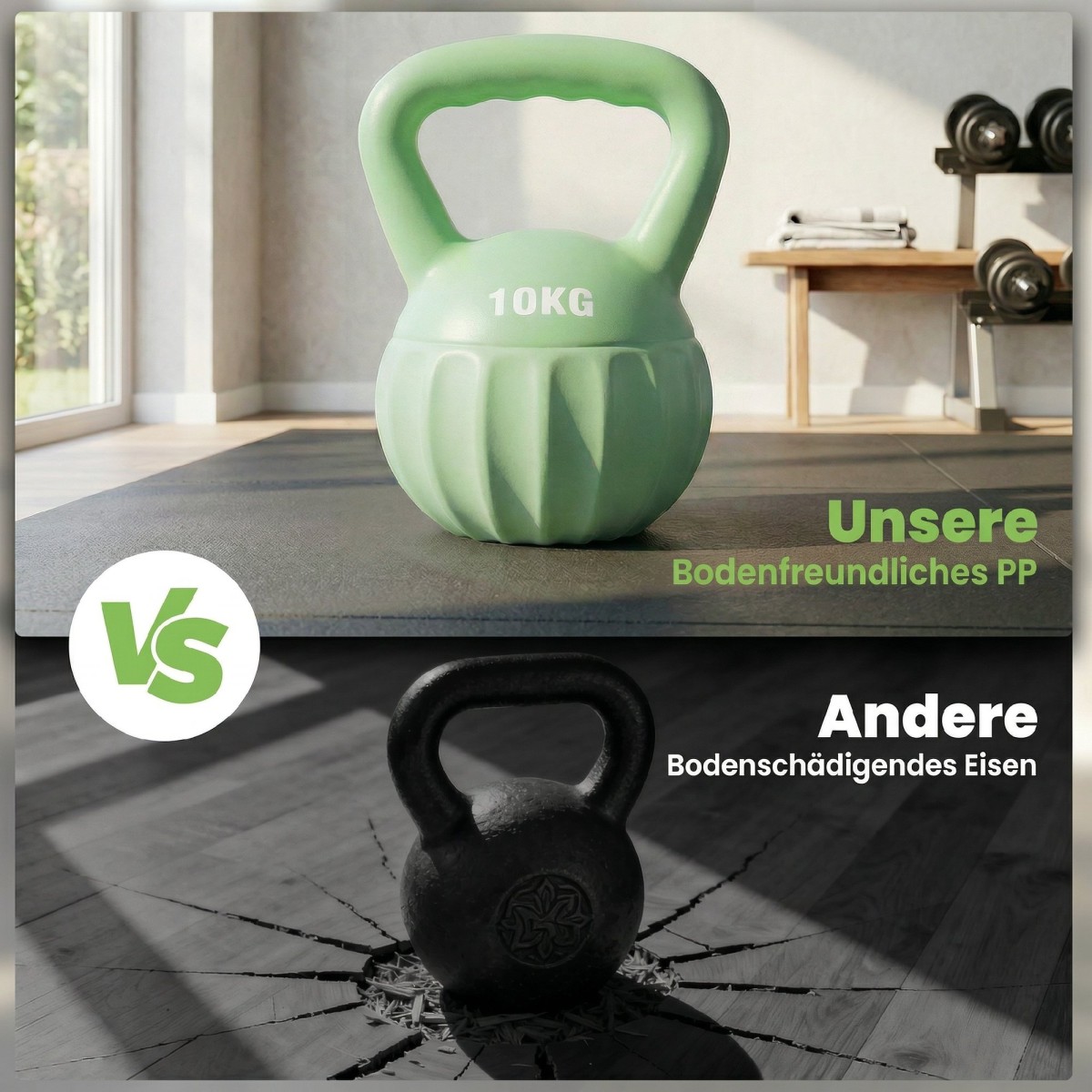 Kettlebell kettlebell 6 κιλών αλτήρας με άμμο για αρχάριους στο σπίτι προπόνηση ενδυνάμωσης 21 x 21 x 27 cm πράσινος