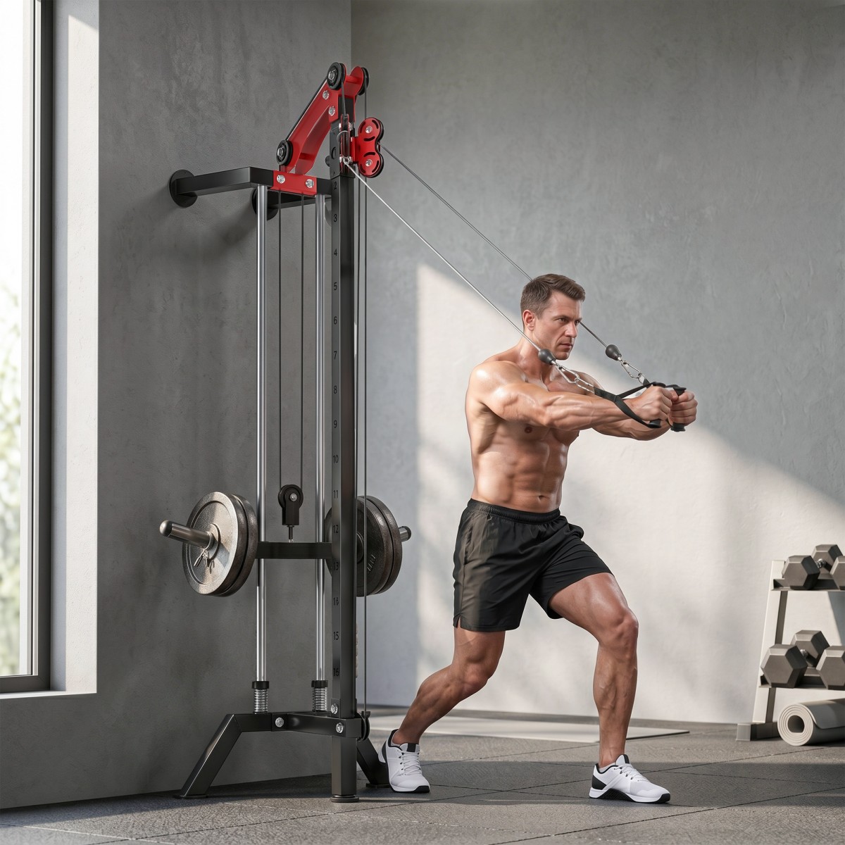 Lat pulldown station ρυθμιζόμενο 16 κατευθύνσεις για τοποθέτηση σε τοίχο.