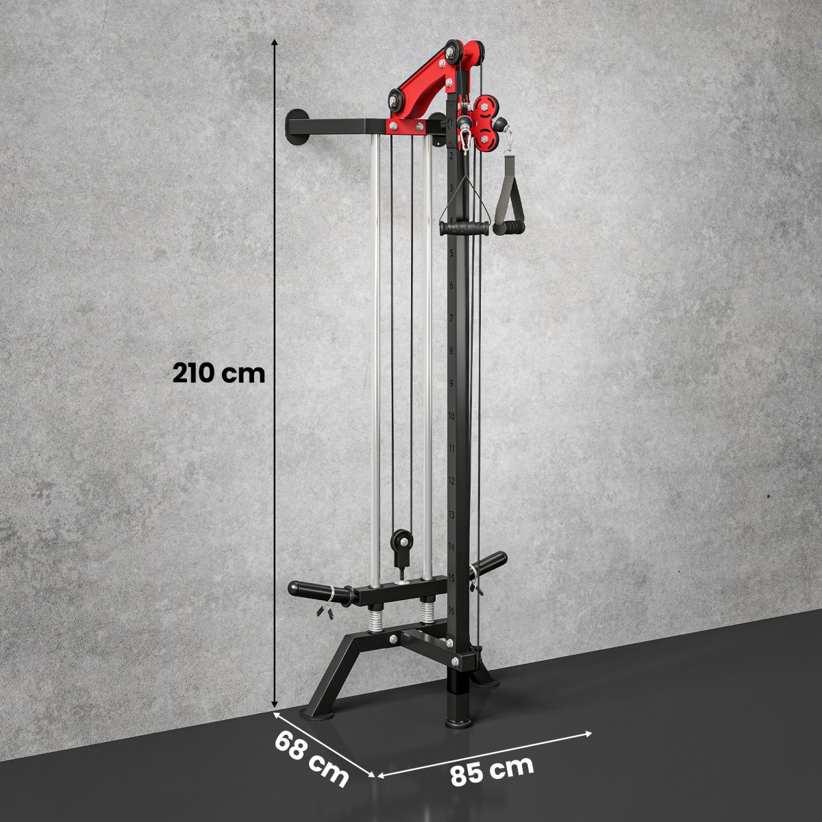 Lat pulldown station ρυθμιζόμενο 16 κατευθύνσεις για τοποθέτηση σε τοίχο.