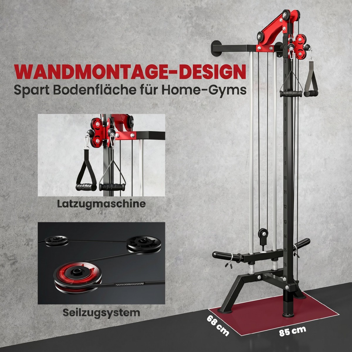 Lat pulldown station ρυθμιζόμενο 16 κατευθύνσεις για τοποθέτηση σε τοίχο.