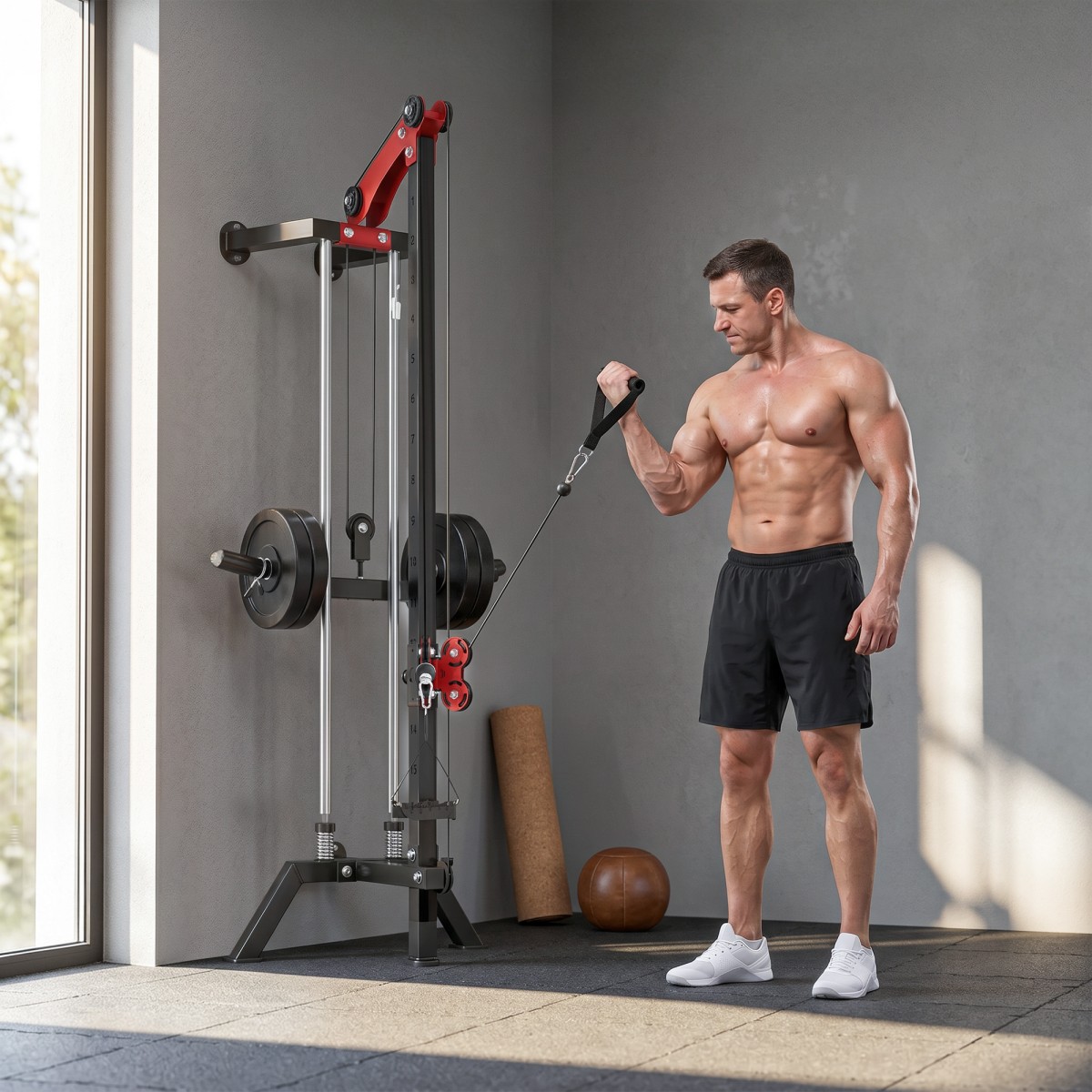 Lat pulldown station ρυθμιζόμενο 16 κατευθύνσεις για τοποθέτηση σε τοίχο.