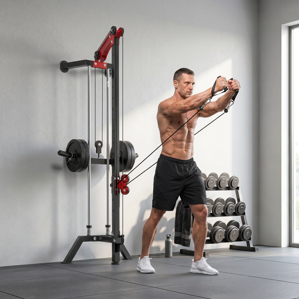 Lat pulldown station ρυθμιζόμενο 16 κατευθύνσεις για τοποθέτηση σε τοίχο.