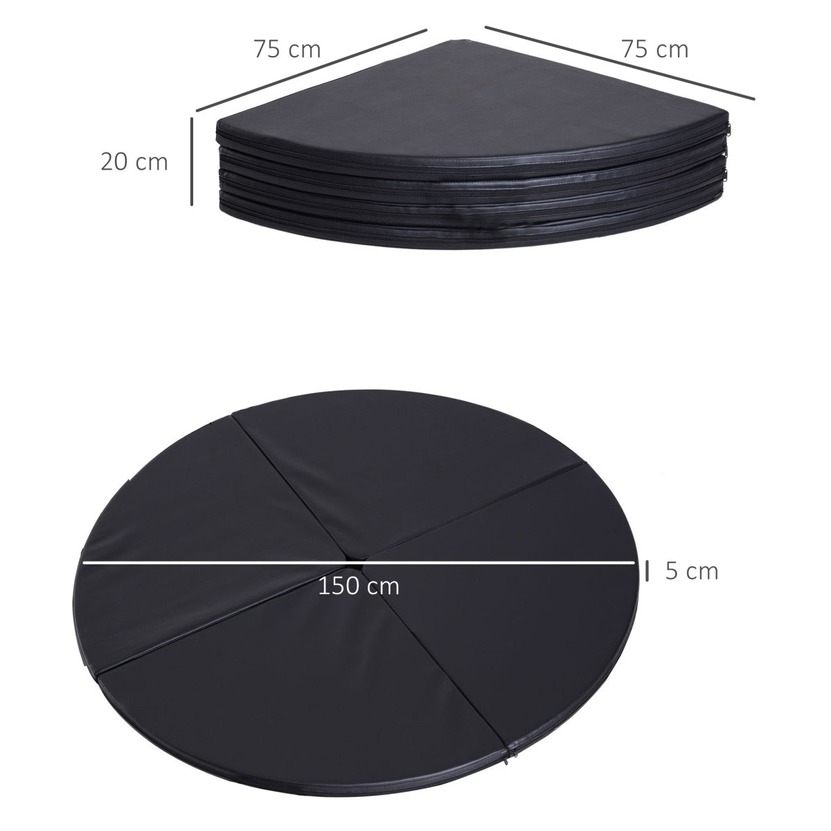 Pole Dance Mat πάχους 5cm Στρογγυλό Πλαστικό για Ασκήσεις Pole Dance Gymnastics Yoga Black