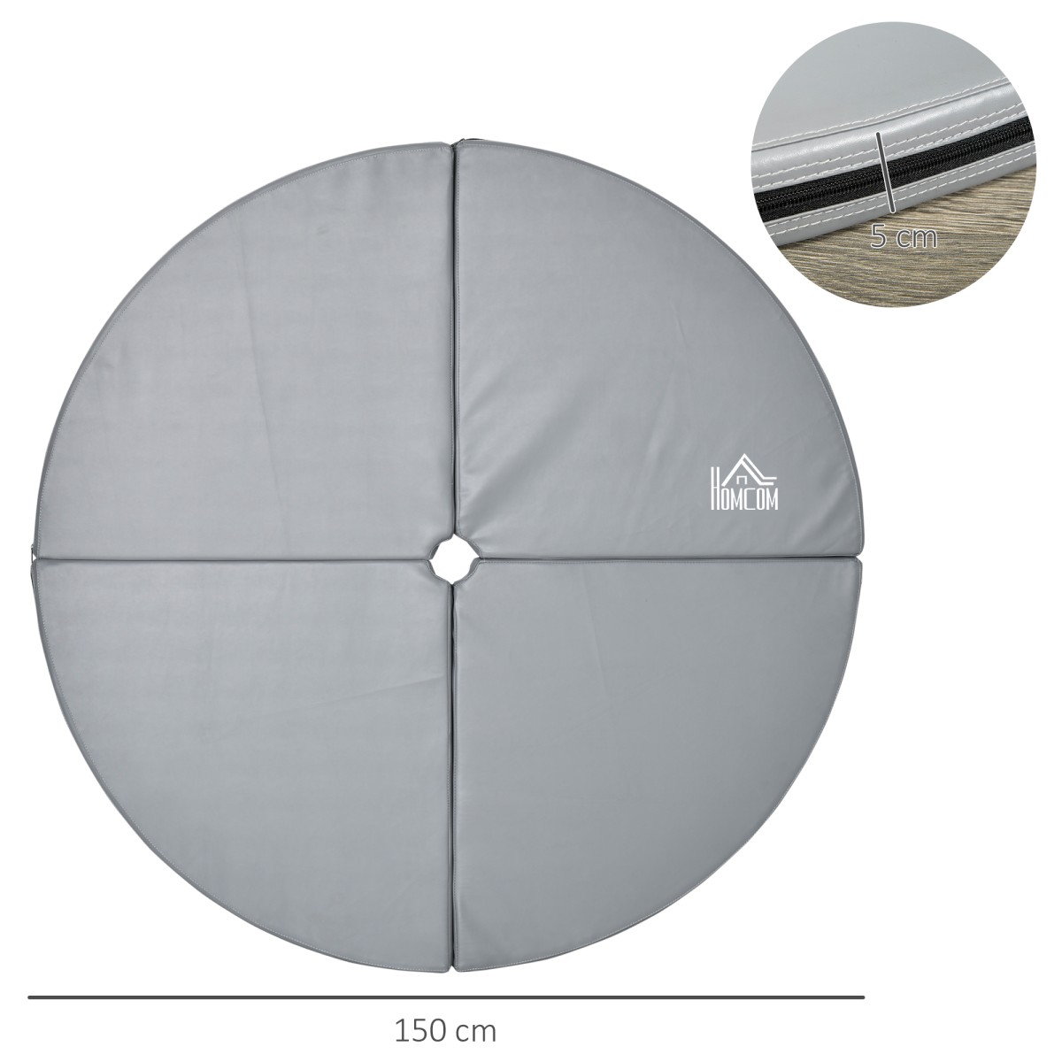Pole Dance Mat πάχους 5cm Στρογγυλό Πλαστικό για Ασκήσεις Pole Dance Γυμναστική Γιόγκα Ανοιχτό Γκρι