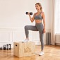 Plyo Box, Ξύλινο Jump Box, Plyometric Platform with Handle for Home, 45 x 40 x 60 cm, Φυσικό ξύλο
