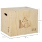 Plyo Box, Ξύλινο Jump Box, Plyometric Platform with Handle for Home, 45 x 40 x 60 cm, Φυσικό ξύλο