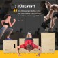Plyo Box, Ξύλινο Jump Box, Plyometric Platform with Handle for Home, 45 x 40 x 60 cm, Φυσικό ξύλο