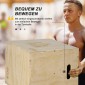 Plyo Box, Ξύλινο Jump Box, Plyometric Platform with Handle for Home, 45 x 40 x 60 cm, Φυσικό ξύλο