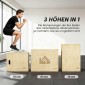 3-σε-1 Plyo Box Ξύλινο Plyometric Jump Box με 3 λαβές Jump Height 61 x 51 x 76 cm Φυσικό ξύλο