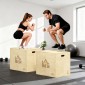 3-σε-1 Plyo Box Ξύλινο Plyometric Jump Box με 3 λαβές Jump Height 61 x 51 x 76 cm Φυσικό ξύλο