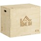 3-σε-1 Plyo Box Ξύλινο Plyometric Jump Box με 3 λαβές Jump Height 61 x 51 x 76 cm Φυσικό ξύλο