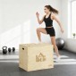 3-σε-1 Plyo Box Ξύλινο Plyometric Jump Box με 3 λαβές Jump Height 61 x 51 x 76 cm Φυσικό ξύλο