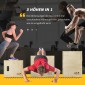 3-σε-1 Plyo Box Ξύλινο Plyometric Jump Box με 3 λαβές Jump Height 40,5 x 35,5 x 30,5 cm Φυσικό ξύλο