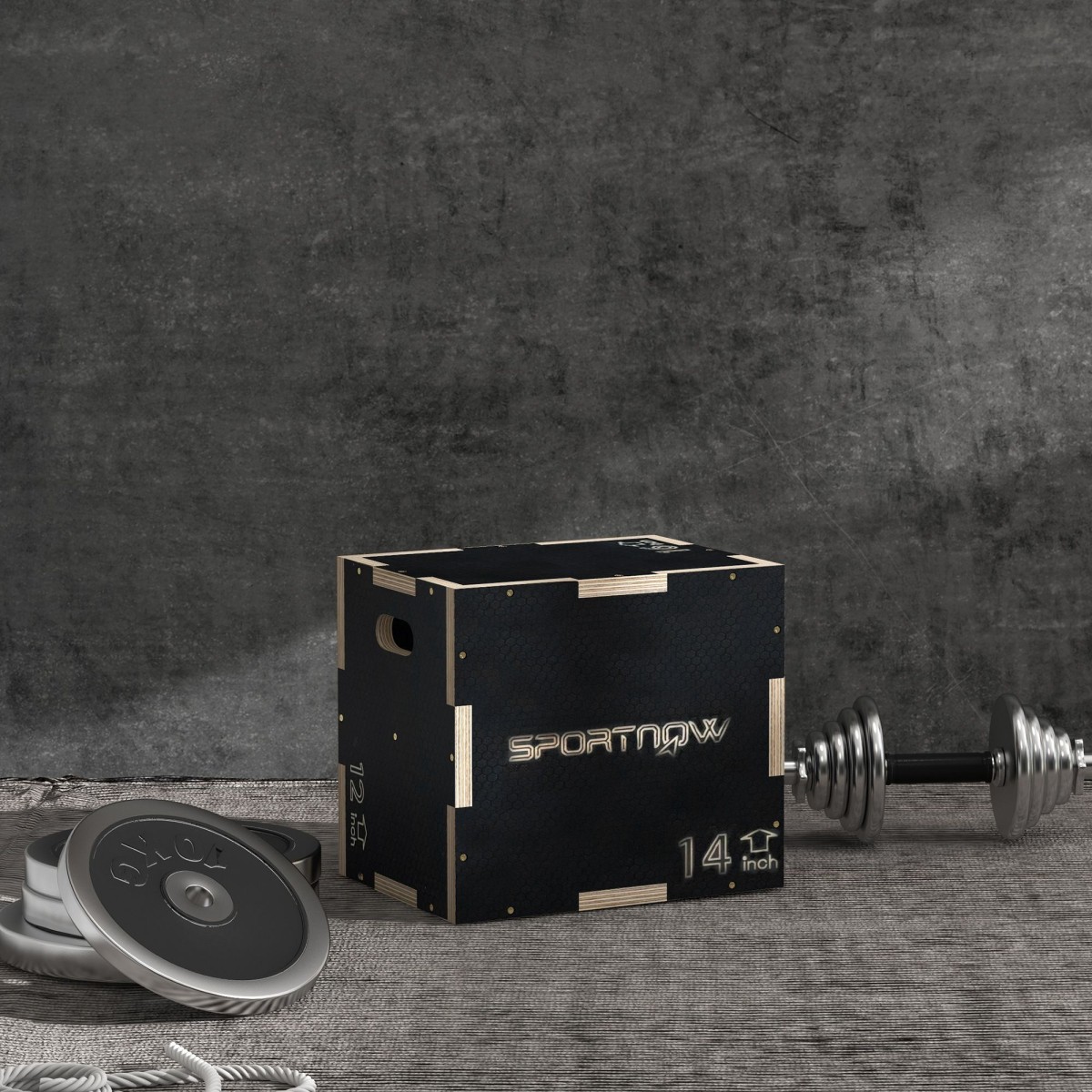 Plyo-Box/Sprungbox, στιβαρό, 40,5 x 35,5 x 30,5 cm, Schwarz, Griff 10x3,5 cm, bis 120 kg