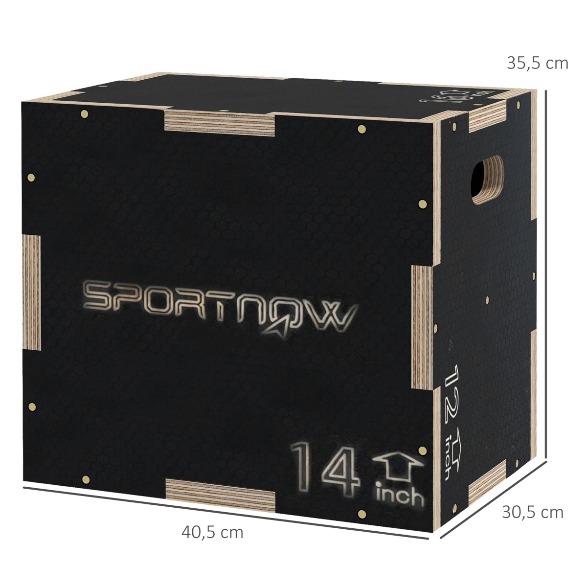 Plyo-Box/Sprungbox, στιβαρό, 40,5 x 35,5 x 30,5 cm, Schwarz, Griff 10x3,5 cm, bis 120 kg