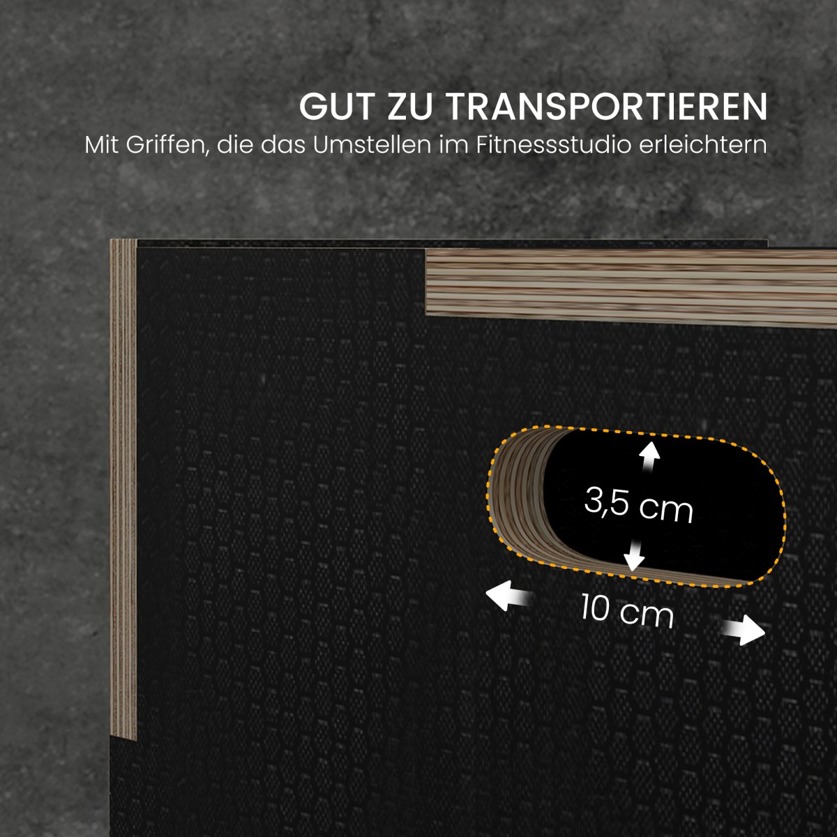 Plyo-Box/Sprungbox, στιβαρό, 40,5 x 35,5 x 30,5 cm, Schwarz, Griff 10x3,5 cm, bis 120 kg