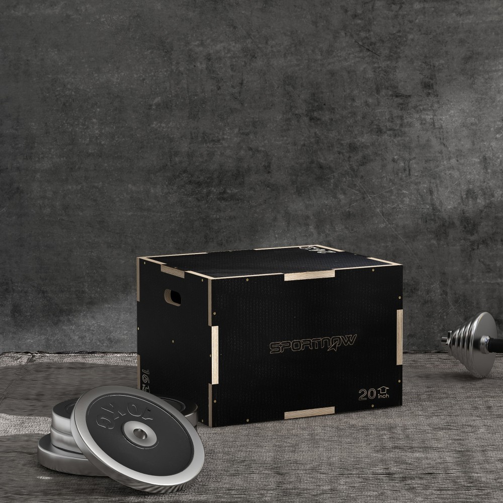 Plyo-Box/Sprungbox, στιβαρό, 61 x 51 x 41 cm, Schwarz, Griff 10x3,5 cm, bis 120 kg